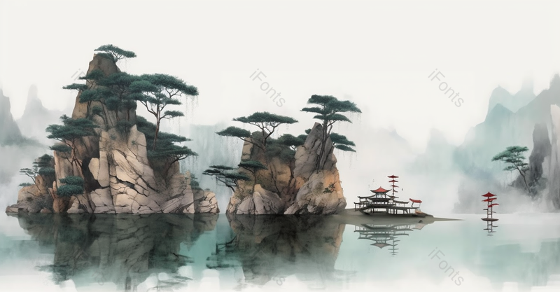 中国风质感山水画油画风景艺术水墨插画,插画/手绘图,插画/手绘图库,插画/手绘图下载,插画/手绘